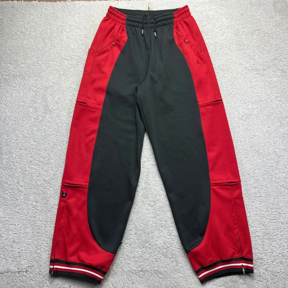 Y2k Jordan Track Pants Mens Large Red Black Jumpman Basketball Jogger Ankle Zip